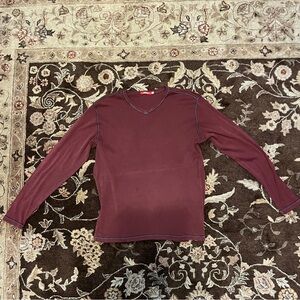 [Agave] Burgundy Long Sleeve V-Neck Top